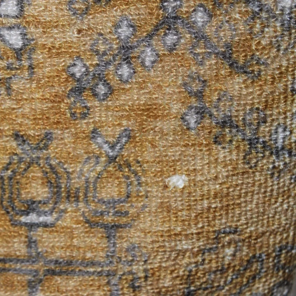 West Elm Tufted Jacquard Pillow Cover – Mustard & Gray Vintage-Inspired Pattern.